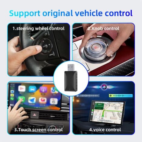 Adaptateur CarPlay & Android Auto Sans Fil - Plug & Play, Compatible Voitures 2016+, IOS/Android (USB-A/USB-C)