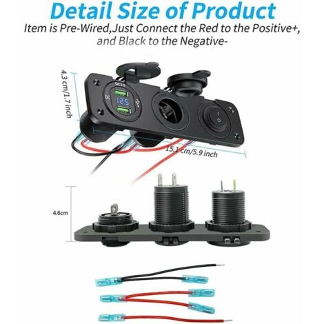 Chargeur Allume-Cigare Double USB QC3.0 – 120W Avec Voltmètre LED – Pour Voiture, Camion, Moto