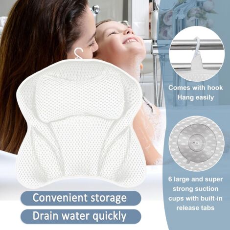 Coussin de Bain Technologie Ergonomique Coussin Baignoire avec 7 Ventouses Antidrapantes