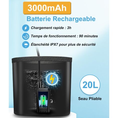 Douche Camping Portable 6000mAh – Pompe Électrique Rechargeable USB-C – Affichage Température & Pression – Seau 20L Pliable – Idéale Randonnée & Animaux