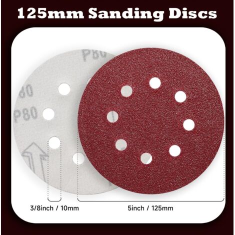 Sruhrak Lot 100 Disques Abrasifs 125 Mm 8 Trous – Feuilles De Ponçage Grain 320 Pour Ponceuse Orbitale