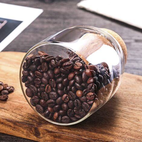 VASANA Bocal Rond Hermétique En Verre Transparent 500 Ml Avec Couvercle En Liège - Idéal Pour Thé Et Aliments
