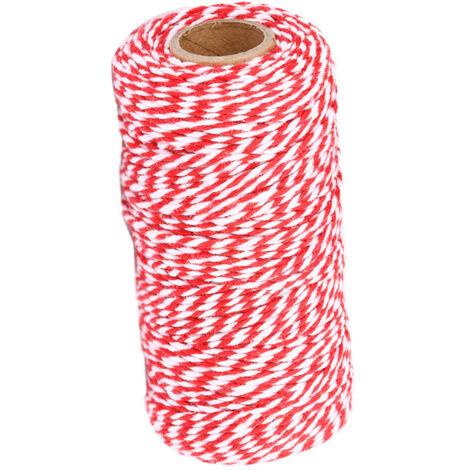 Ficelle Bakers Twine Coton Rouge Et Blanc 100m - Idéale Emballage Cadeaux, Art Floral Et Bricolage