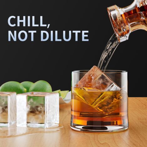 Moules à Glaçons Géants Pour Whisky En Silicone – Cube De Glace XXL – Lot De Gros Bacs Carrés Réutilisables