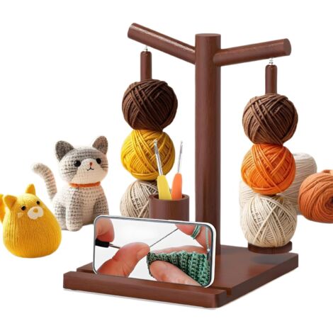 Porte-fil en bois pour tricoter, support de fil au Crochet avec fente, distributeur de boules de fil Stable, Spinner de fil horizontal pour Crochet  15