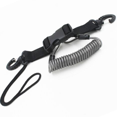 Lanière Porte-objet Mares – Spirale En Acier Inoxydable Avec Anneau – Noir – Taille Unique – Pour Plongée Et Sports Nautiques