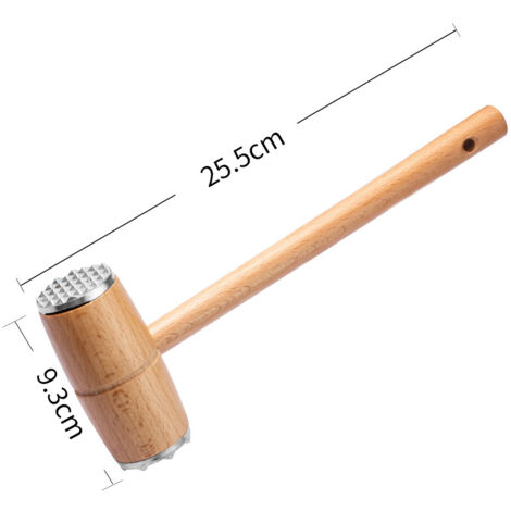 Maillet à Viande En Alliage Aluminium Et Hêtre - 32 Clous, Double Face Pour Attendrir Steaks Et Poulets