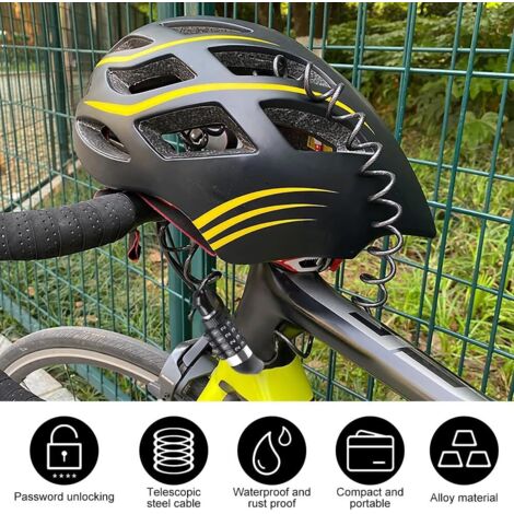 Lot de 3 antivols câble vélo spirale à clé - livré avec 2 clés par