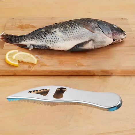 Lot De 4 Nettoyants Écailles Poisson Acier Inoxydable - Grattoirs Cuisine Avec Poignées Ergonomiques