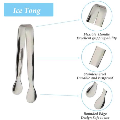 Pinces à Glaçons Alimentaires - Lot De 2 - Acier Inoxydable 10,9 Cm - Pour Bar, Thé, Apéritif - 11