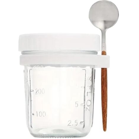 2 Pièces Gobelet à Céréales En Verre 400ml Avec Cuillère - Tasses Overnight Oats, Bleu Et Rose, Pour Porridge, Yaourt Et Fruits