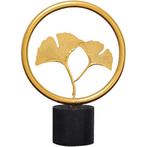 Sculpture Feuille De Ginkgo En Métal Doré INHEMING - Ornement Décoratif 14x21cm