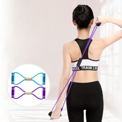 Bande De Résistance En Forme De 8 - Pour Entraînement Maison, Yoga, Pilates - Rose/violet/bleu - 5