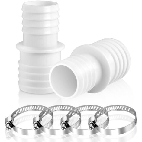 Lot 2 Raccords Tuyau Piscine Nervurés 32-38 Mm – Adaptateur Robuste Blanc