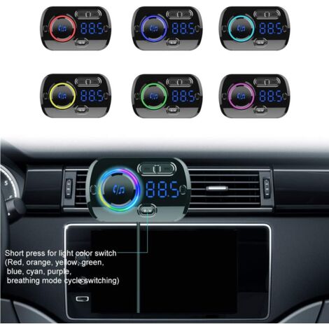 Émetteur Bluetooth Voiture ANSTA - Double Port USB, écran, Prise Auxiliaire - Pour Appels Mains Libres Et Musique