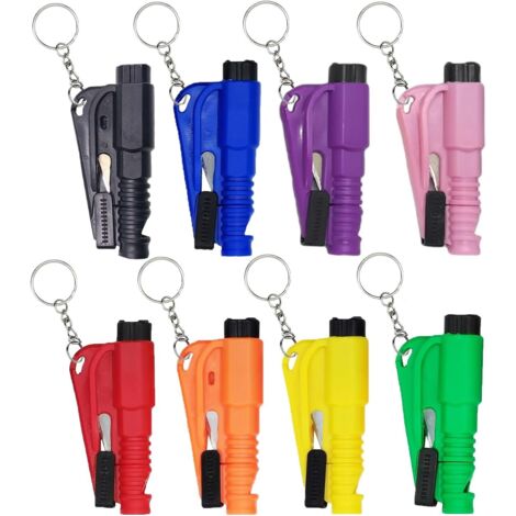 The Jungle Porte-Clés Sécurité 3-en-1 – Brise-Vitre, Coupe-Ceinture & Sifflet – Lot De 3 Rouge/Jaune Fluorescéent