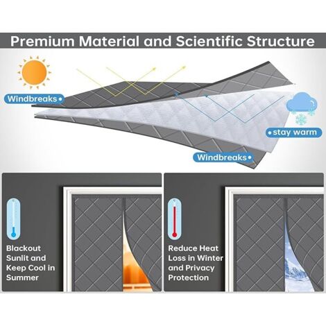 Rideau de Porte Thermique Isolant Anti Froid 130 x 280 cm Contre Le Froid et La Chaleur/Imperméable/Coupe-Vent Rideau de Porte Épaississant D'Hiver en Coton pour Balcon Salon Sous-Sol, B