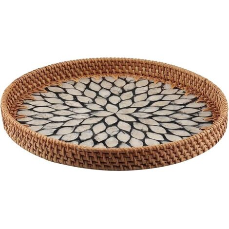 Desserte ancienne en rotin - double plateaux
