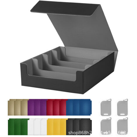 Boîte Rangement Cartes 2300+ – Magnétique Cuir PU Rouge, 3 Rangées, 10 Séparateurs, Clips, Pour MTG YuGiOh TCG CCG