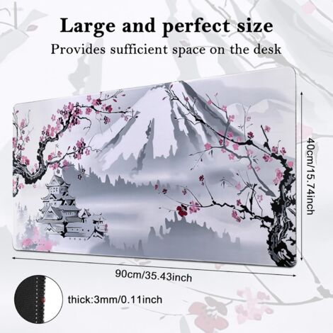 Tapis de souris de jeu XXL Sakura, Design lune rouge, antidérapant