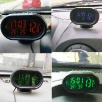 Horloge Voiture 2 En 1 - Thermomètre Et Voltmètre Digital LED, Mini Montre Intérieure