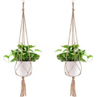 Lot De 4 Supports Suspendus En Corde De Jute - Pour Pots De Fleurs - Longueur 122 Cm - Couleur Beige Naturel