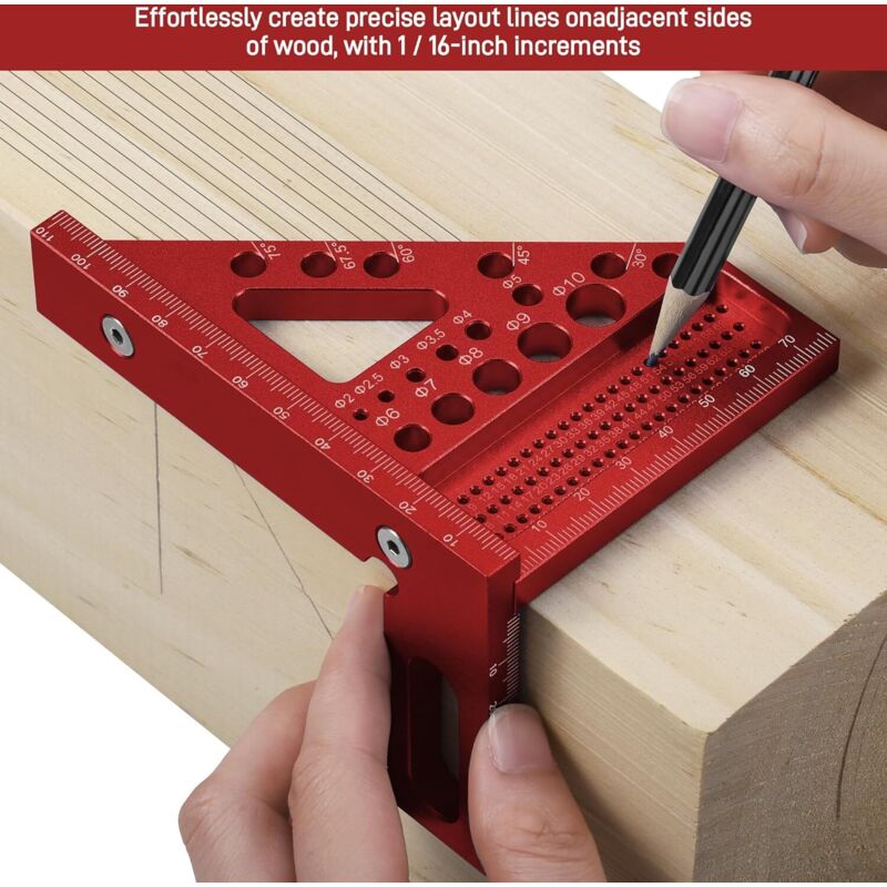 Règle De Mesure D'angle Multiple 3D Règle De Traçage De Trou Carré De Charpentier Règle Carrée De Travail Du Bois De 22,5 ° à 90 ° Règle D'angle Droit De Rapporteur