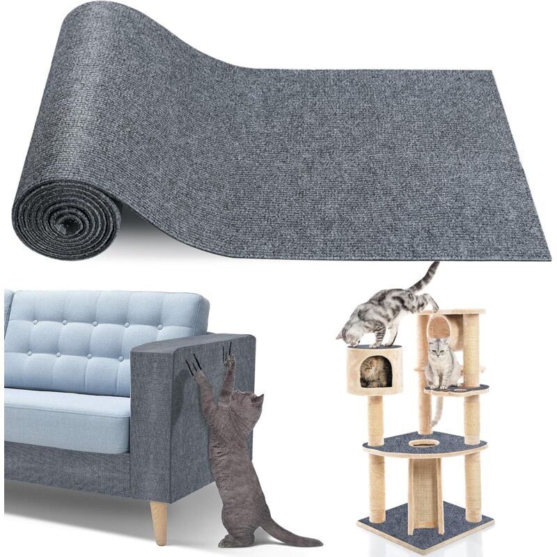 Tapis Griffoir Auto-adhésif Pour Chat 200x40 Cm - Protection Canapé Et Meubles Contre Les Griffes, Gris Foncé