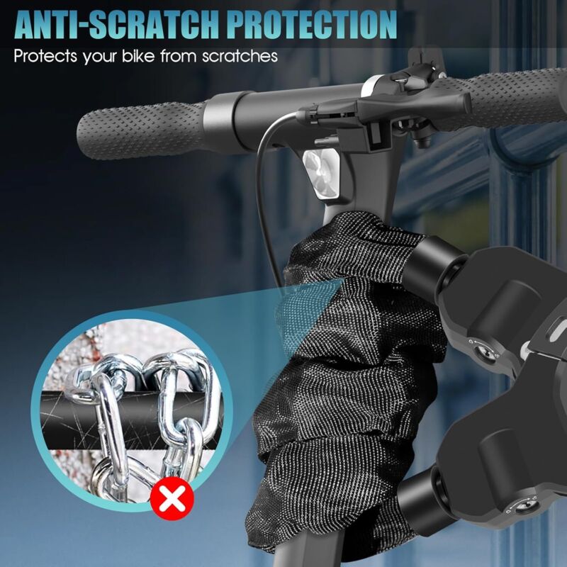 Antivol En Forme De Menotte Avec Clé – 2 Boucles – Revêtement Silicone Anti-rayures – Avec Sac étanche – Pour Trottinette, Vélo, Moto