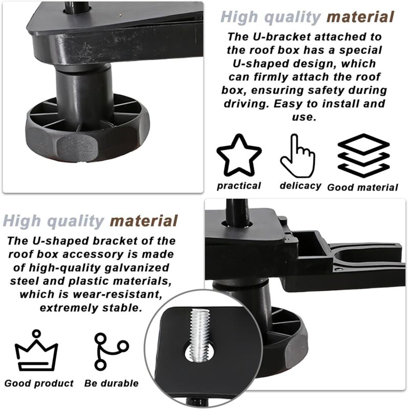 4 Supports De Coffre De Toit En U - Pinces Boulons 85mm Avec Écrous De Sécurité - Fixation Universelle