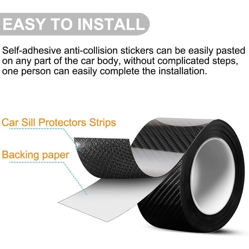 Film De Protection Universel Seuil De Porte Voiture - Autocollant Fibre De Carbone 3cm X 3M Anti-Rayures