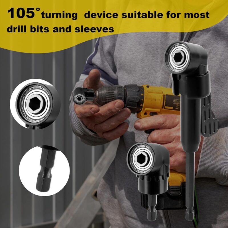 Renvoi D'Angle Visseuse 105° KAIYAYA - Adaptateur Perceuse Angle Droit Avec Embout Magnétique