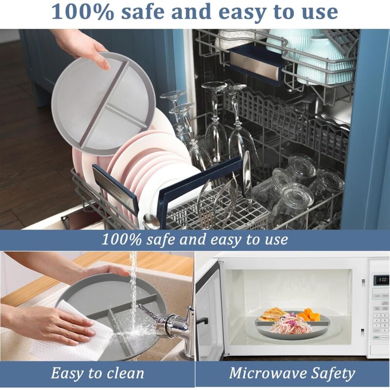 Ensemble Vaisselle Incassable 24 Pièces Pour 4 Personnes - Assiettes Et Bols Divisés Plastique Réutilisable