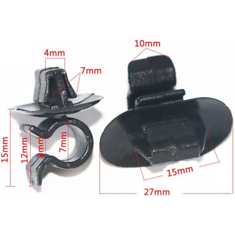 2 Clips De Fixation Pour Tige De Capot Citroën - Compatibles C2, C3, C4, C5, Berlingo B9, AX, Saxo... - Pièce Plastique Noire