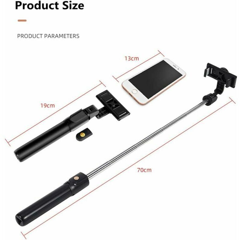 Perche Selfie Gritin 3-en-1 Bluetooth - Bâton, Monopode, Trépied - Noir (occasion)