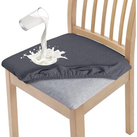 Lot de 6 housses de chaise imperméables – Tissu spandex extensible – Protection d'assise lavable – Pour banquet, cuisine, fête – Gris