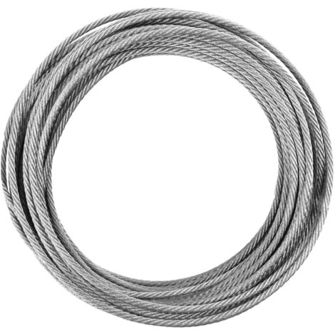 Câble métallique en acier inoxydable 5mm – Longueur 20m – Structure 7 brins pour remorquage et construction – Résistance à la corrosion