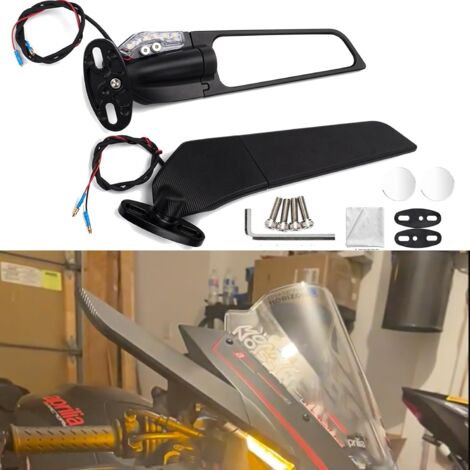 Moto Wing Mirror avec clignotants LED pivotant réglable miroir de contact miroir latéral Ninja Honda Yamaha Suzuki Amber light
