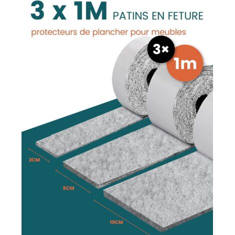 Lot De 2 Rouleaux De Ruban Adhésif En Feutre Pour Meubles (3 Mm Et 1 Mm