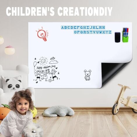 Tableau Blanc Magnétique, Autocollant Effaçable à Sec Pour Aimant, Autocollant Mural Magnétique Pour Enfants, Tout-petits, Maternelle, Salle De Classe, 99,1 X 45,7 Cm