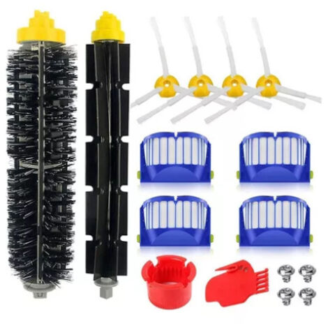 Accessoires Kit pour iRobot Roomba 600 675 676 692 694 697 698 671, 4x Brosse Latérale 4x Filtre 2x Brosse à rouleau principale Balai Pièces de Rechange (1/5)