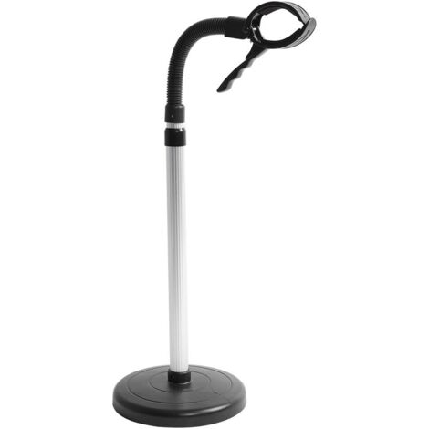Soporte para secador de pelo con base de acero inoxidable, altura ajustable (40 x 19 x 6 cm)
