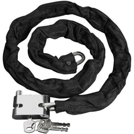 Cadenas à chaîne en acier au manganèse 120 cm – Résistance aux coupures – 3 clés – Manchon en nylon pour protection (1/5)