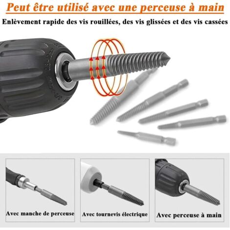 Kit Extracteur De Vis Endommagées 1544 - 5 Pièces, Pour Retirer Vis Cassées Ou Dénudées