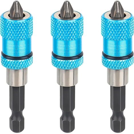 3pcs Porte-embout pour cloison sèche Bit pour cloison sèche Magnétique Tige hexagonale 1/4 de pouce Porte-embout magnétique à changement rapide Réglage profondeur vissage Embout de vissage
