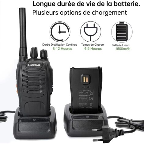 Talkies-Walkies PMR446 Longue Portée - 16 Canaux, Licence Libre, Batterie 1500 MAh Rechargeable USB-C - Pour Adultes, Randonnée, Événements
