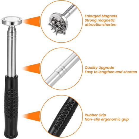 Jetech Outil De Ramassage Magnétique Flexible Avec Tige De 510 Mm Pour Ramasser De Petites Pièces Écrous Boulons Vis Clés Pièces Automobiles, Avec