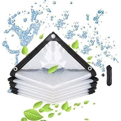 Bâche imperméable Transparente avec œillets-pour Meubles de Jardin-Utilisable en extérieur-Imperméable à la Pluie-Isolation des Plantes-Résistant à la poussière-avec Cordon de Serrage 5 x 6 m (1/5)