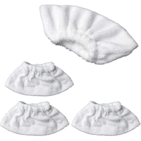 Nettoyage à la vapeur en microfibre pour la buse manuelle, ensemble de chiffons éponge, housse en coton éponge, compatible avec la plupart des Nettoyeur à vapeur (Blanc) (1/5)