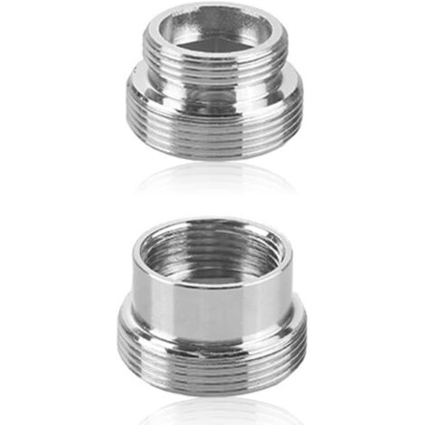 Adaptateurs de robinet en métal argenté – Lot de 2 – Connecteurs filetés 16mm à 22mm et 22mm à 16mm – Résistants à la rouille et corrosion
